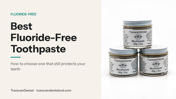 Best fluoride-free toothpaste: three stacked jars of TranscenDental nano-hydroxyapatite toothpaste