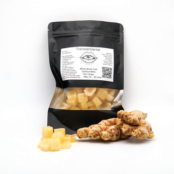 Ora Flora Rich Ginger xylitol mints pouch with fresh ginger root