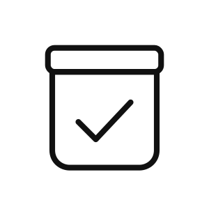 Jar with check mark icon