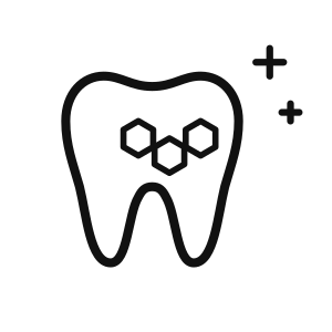 Tooth icon with hydroxyapatite crystals