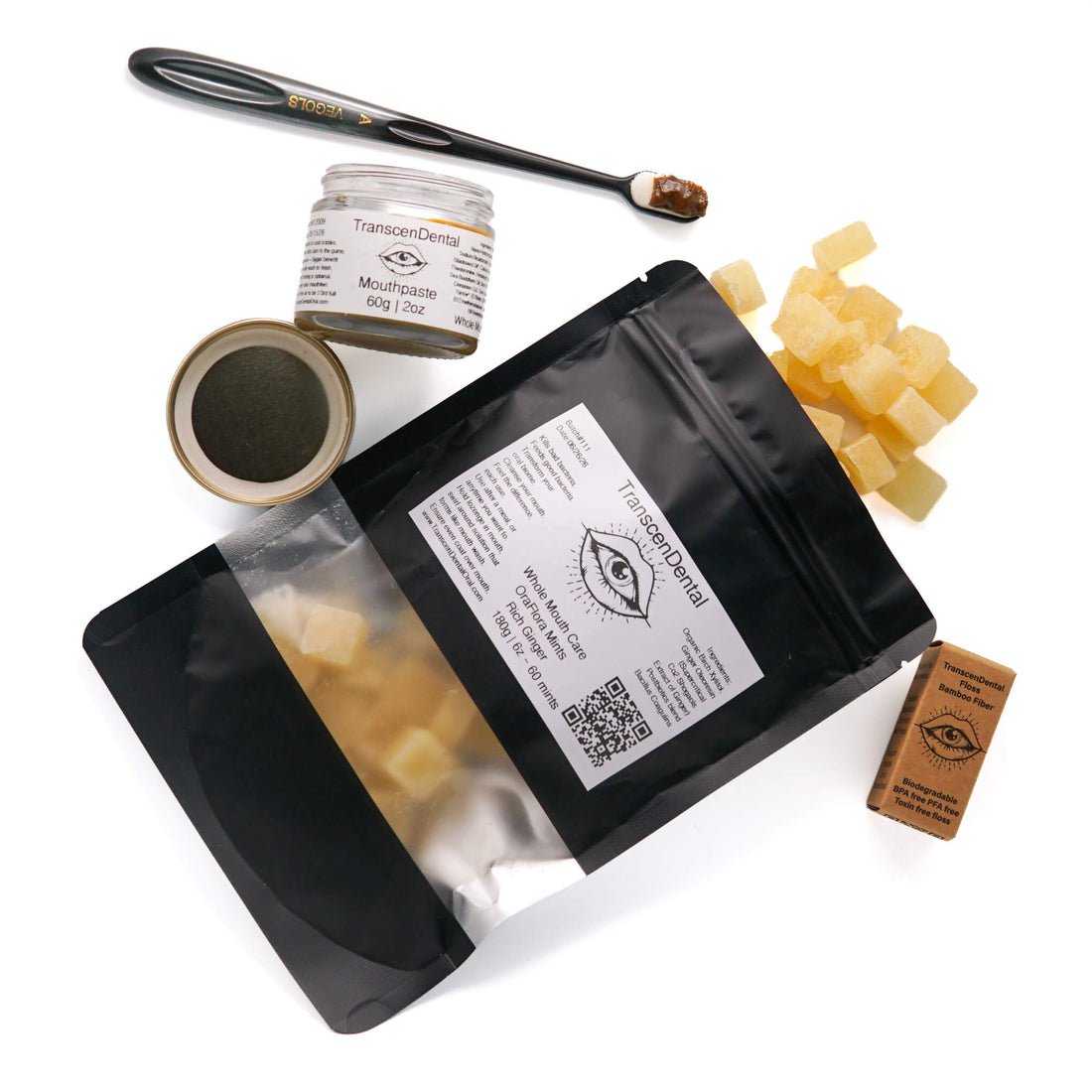 Oral care kit with mints, floss and toothpaste