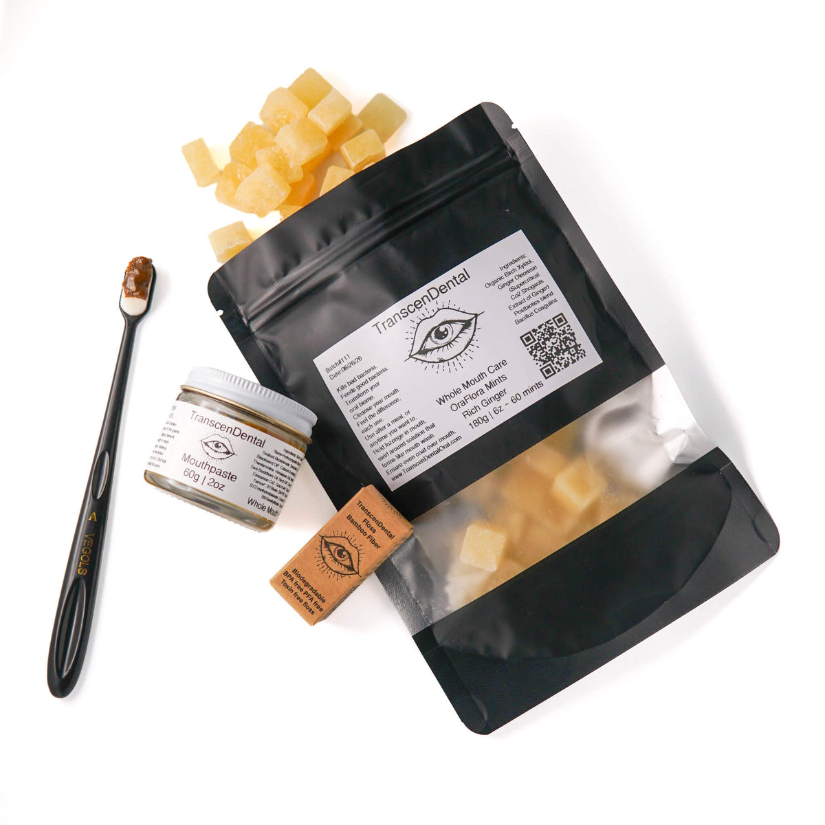 TranscenDental Oral care kit trio with toothpaste, mints and floss